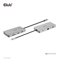 Club3D 9-i-1 USB-C Dock -  100W (USB-C/USB/HDMI/VGA/RJ45/SD)