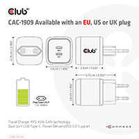 Club3D GaN USB-C Oplader - 45W (2xUSB-C)
