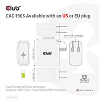 Club3D GaN USB-C oplader - 65W (1xUSB-C)