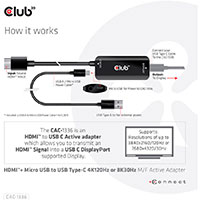Club3D HDMI + Micro USB til USB-C Adapter 8K - aktiv