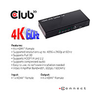 Club3D HDMI Splitter 4K (1 in/4 out)