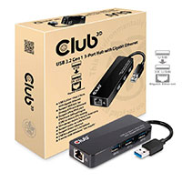 Club3D USB 3.0 Netvrkskort 1000Mbps m/USB Hub (3xUSB)