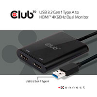 Club3D USB Grafikkort til 2xHDMI - 4K (Dual monitor)