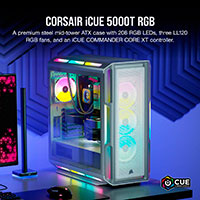 Corsair iCUE 5000T PC Kabinet m/ RGB (ATX/EATX/Micro-ATX) Hvid
