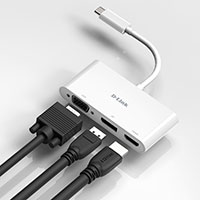 D-Link 3-In-1 USB-C Adapter (HDMI/DisplayPort/VGA)