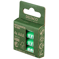 Deltaco Genopladelige AAA Batterier 1000mAh (NiMH) 4-pack