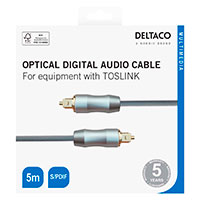 Deltaco High End Toslink Optisk Kabel Digital Audio (5m)