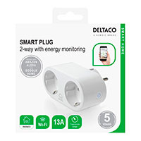 Deltaco Smart WiFi Dobbelt Stikudtag m/Energimler (13A/2400W)