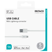Deltaco USB-A til Lightning Kabel - 1m (MFi) Hvid