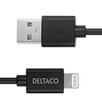 Deltaco USB-A til Lightning Kabel - 1m (MFi) Sort