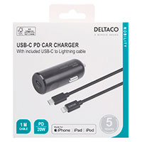 Deltaco USB Billader m/Lightning (20W) 1m