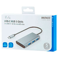 Deltaco USB-C Hub (3x USB-A) Gr