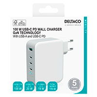 Deltaco USB-C Lader 130W (1x USB-A/3x USB-C)
