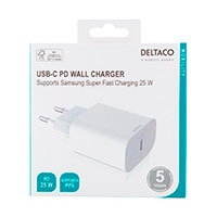 Deltaco USB-C oplader 25W (1xUSB-C) Hvid