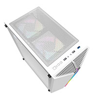DeskFlash DK151 LED PC Kabinet m/3x Blser (ATX/M-ATX/ITX) Hvid