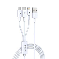 Devia Multikabel 2A - 1,2m (Lightning/USB-C/microUSB) Hvid