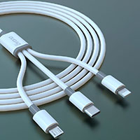 Dudao L8s USB-A Multikabel - 1,2m (USB-C/Lightning/Micro-USB) Hvid