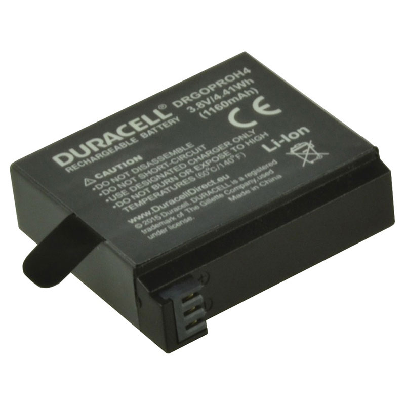 tvivl Muldyr Høre fra Duracell Li-Ion 3,8V Batteri t/GoPro Hero 4 (1160mAh) 2pk