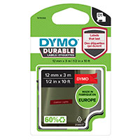 Dymo D1 Durable Label Tape - 5,5m (12mm) Hvid/Rd