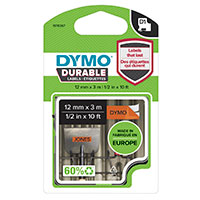 Dymo D1 Durable Label Tape - 5,5m (12mm) Sort/Orange