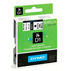 Dymo D1 tape 12mm - Sort på Hvid tape - 7m (Original)