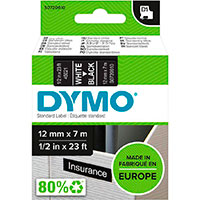 Dymo D1 Label Tape - 7m (12mm) Hvid/Sort
