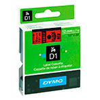 Dymo D1 tape 12mm - Sort på Rød tape - 7m (Original)