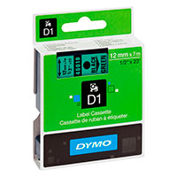 Dymo D1 Label Tape - 7m (12mm) Sort/Grn