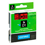 Dymo D1 tape 9mm - Sort på Rød tape - 7m (Original)