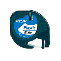 Dymo LetraTag Label Plast - 4m (12mm) Sort p Hvid