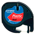 Dymo Letratag Label Plast - 4m (12mm) Sort på Rød