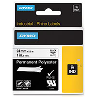 Dymo Rhino Permanent Polyester Label Tape - 5,5m (24mm) Sort/Transparent