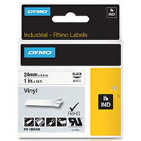 Dymo Rhino Vinyl Label Tape - 5,5m (24mm) Sort/Hvid