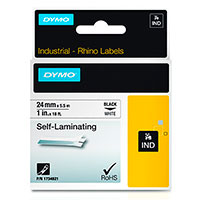 Dymo Rhino Self-Laminating Label Tape - 5,5m (24mm) Sort/Hvid