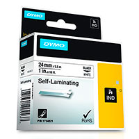 Dymo Rhino Self-Laminating Label Tape - 5,5m (24mm) Sort/Hvid