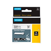 Dymo Rhino Flexible Nylon Label Tape - 3,5m (12mm) Sort/Hvid