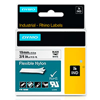 Dymo Rhino Flexible Nylon Label Tape - 3,5m (19mm) Sort/Hvid