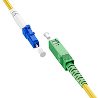 Fiberkabel 9/125 OS2 - 1m (SC-APC/LC-UPC) Simplex - Gul