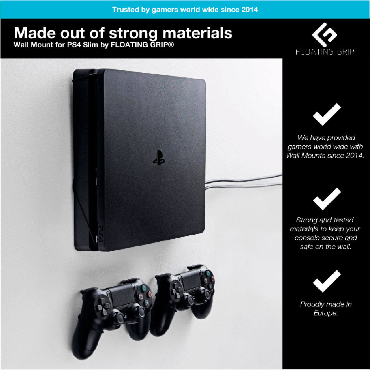 Modtager maskine stå på række talent Floating Grip PS4 SLIM/Controller Vægbeslag - bundle