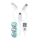 Forever Multikabel - 1m (USB-C/Lightning/Micro-USB) Hvid