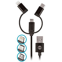 Forever Multikabel - 1m (USB-C/Lightning/Micro-USB) Sort
