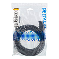 Forlngerkabel 3m (IEC 60320 C14 til C15) Sort - Deltaco