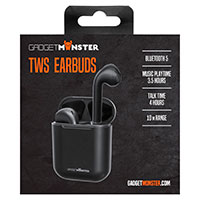 GadgetMonster TWS Bluetooth In-Ear Earbuds m/Case (3,5 timer) Sort