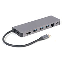Gembird A-CM-COMBO5-05 5-i-1 USB-C Multiport Adapter 100W (USB/HDMI/RJ45/SD)