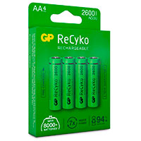 Genopladelige AA batterier (2600mAh) GP ReCyko - 4-Pack