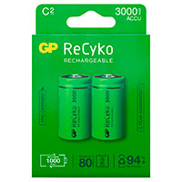 Genopladelige C batterier (3000mAh) GP ReCyko - 2-Pack