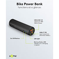 Goobay 5.0 Power Bank t/Cykel 5000 mAh (1xUSB-A/1xUSB-C)