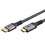 Goobay DisplayPort 1.2 til HDMI 2.0 Kabel - 5m (Han/Han) Sharkskin Gr