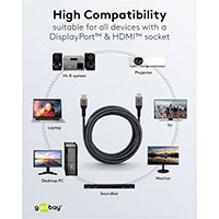 Goobay DisplayPort 1.2 til HDMI 2.0 Kabel - 5m (Han/Han) Sharkskin Gr