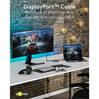Goobay DisplayPort 1.4 Kabel - 1m (Han/Han) Sharkskin Gr
